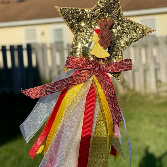 Belle Beauty & the Beast Toddler Girls 1 piece + Headband & Magic Wand Birthday - Picture 4 of 7